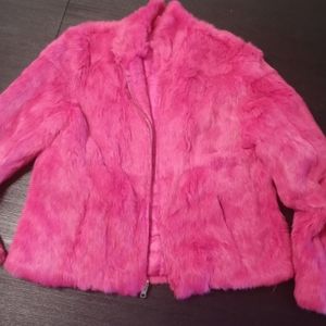 Wilson's rabbit fur jacket women's XL pink